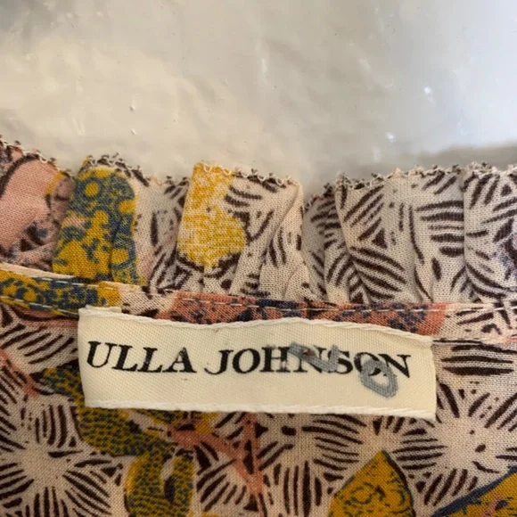 Ulla Johnson Remy Puff Sleeve Floral Blouse Womens 8 Cotton Blend Ivory Boho - Picture 5 of 16